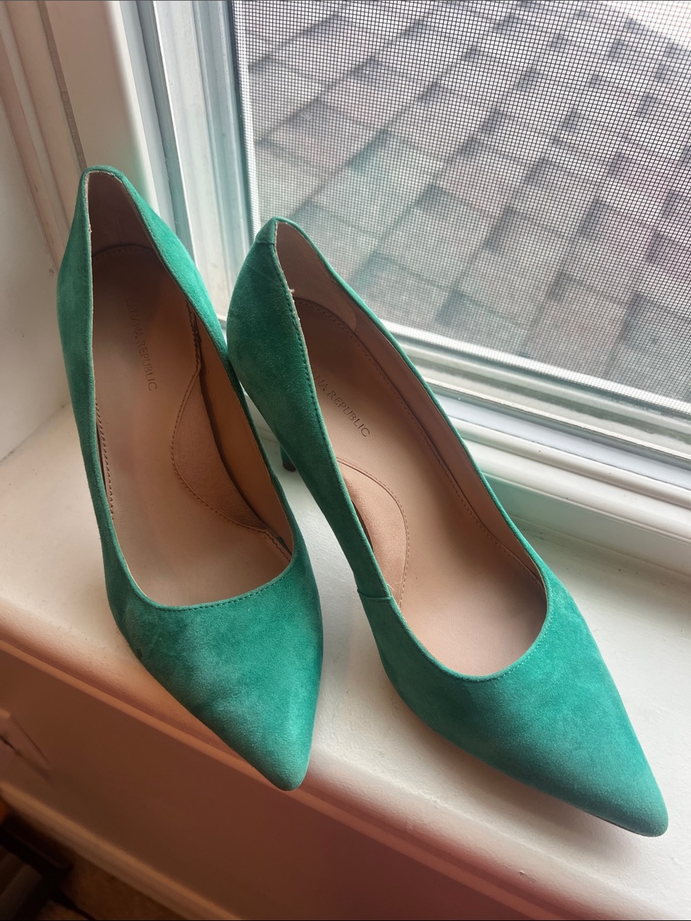 Women’s Suede Pointed-Toe Pumps in Teal